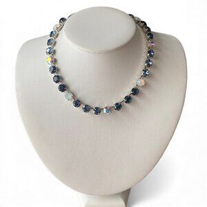 Mariana Navy Blue Swarovski Crystal NWT Rhodium Plated Silver Sparkle Necklace